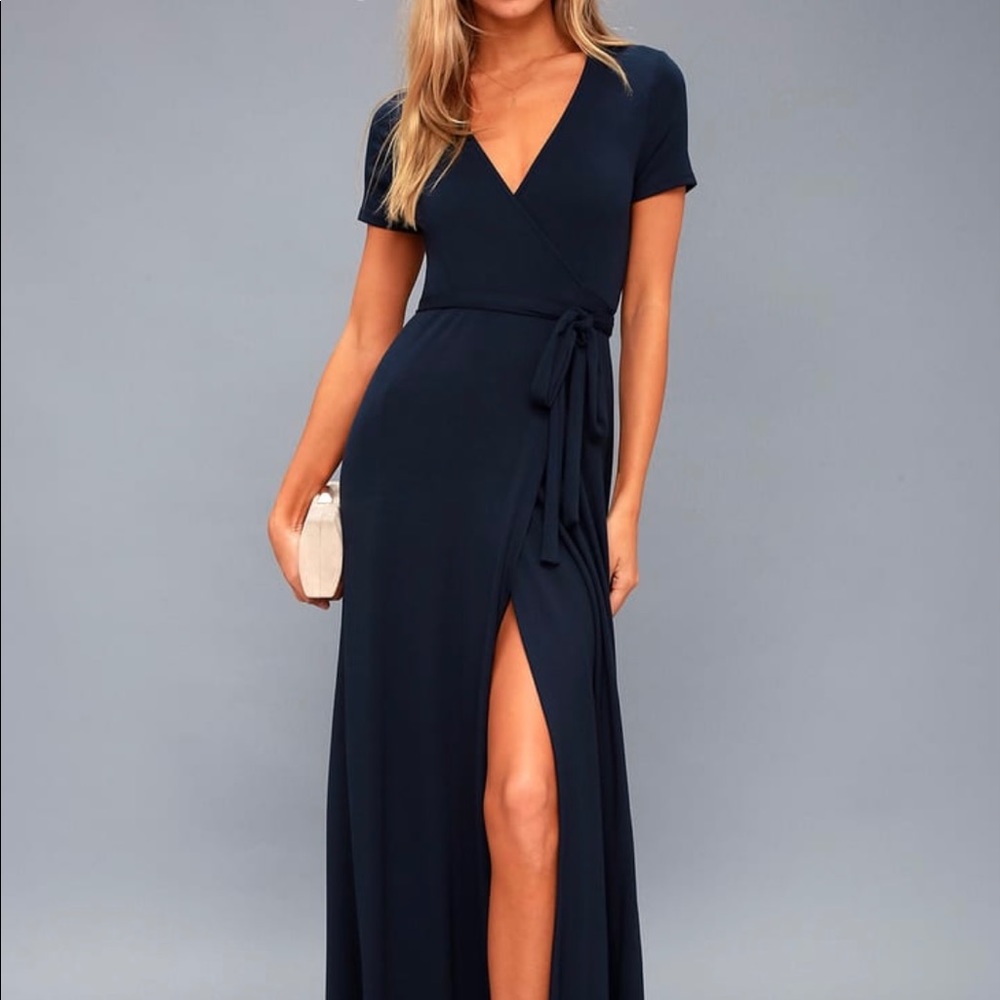 EVOLVE NAVY BLUE WRAP DRESS - NWOT